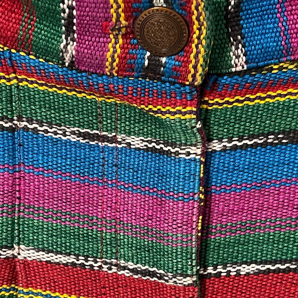 Vtg Central Falls Serape Striped Midi Skirt Boho Southwestern Cowgirl Size 8 - Picture 7 of 14